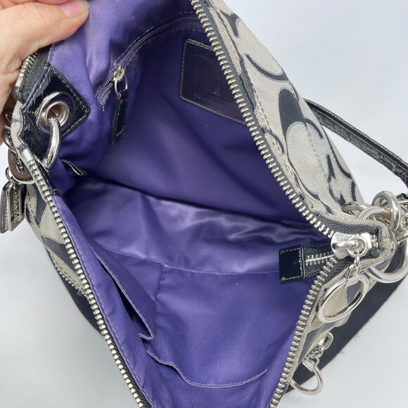 Coach Poppy Signature Crossbody / Shoulder Bag / Purse Black Silver J1163-18135 - Picture 8 of 11